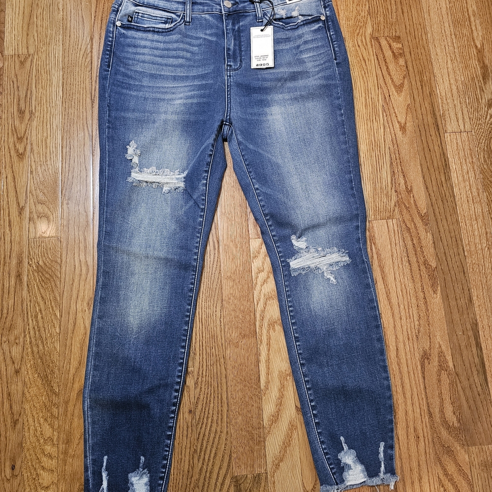 Judy Blue Medium Blue Distressed Skinny Jeans